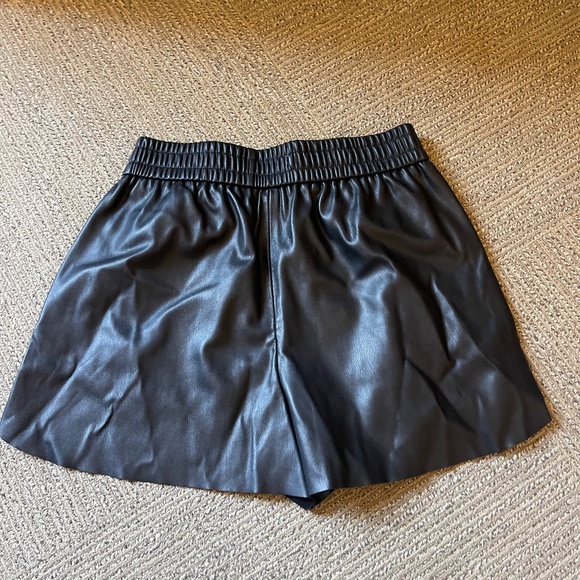 Zara Pants - Black Leather Shorts